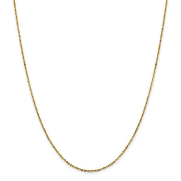 1.7mm 14k Yellow Gold Solid Flat Cable Chain Necklace 24 Inch